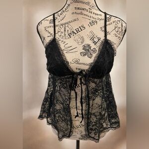 Urban Outfitters Black Lace Babydoll Top